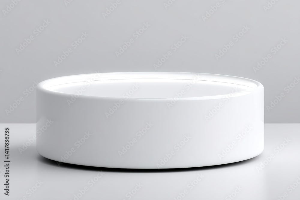 Simple white circular object on a gray background highlighting minimalistic design and modern aesthetics Simple white circular object on a gray background highlighting minimalistic design and modern aesthetics