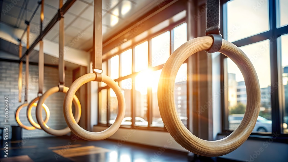 Gymnastic Rings in Fitness Studio