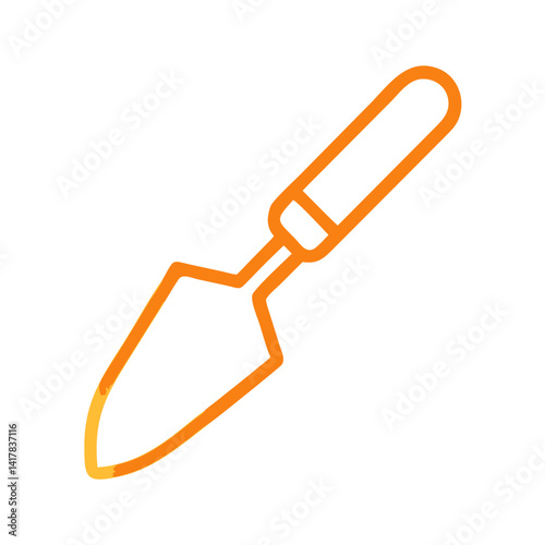 Gardening trowel icon, golden outline on black background