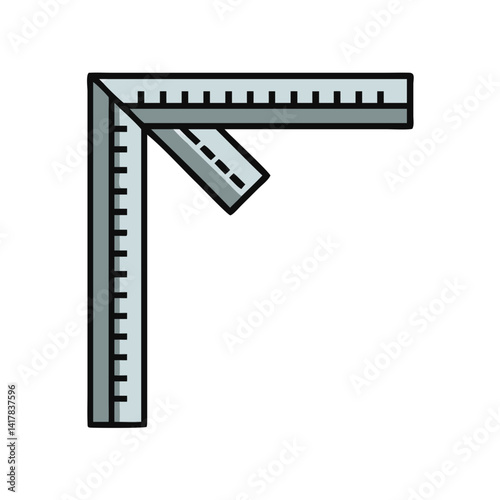 Steel square ruler icon for measuring right angles