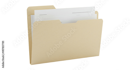Isolated File Folder with Documents for Organization