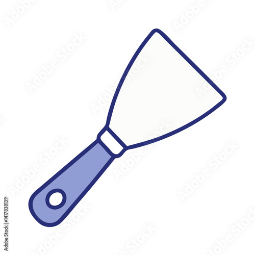 White and Purple Putty Knife Illustration on Black Background