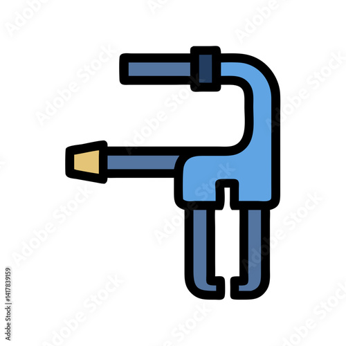 Illustration of a C-Clamp, Tool, on a Black Background
