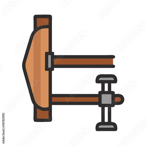 Carpentry Tools: Wood Clamp Graphic Illustration for Design