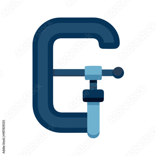 Blue C-Clamp Illustration on a Black Background