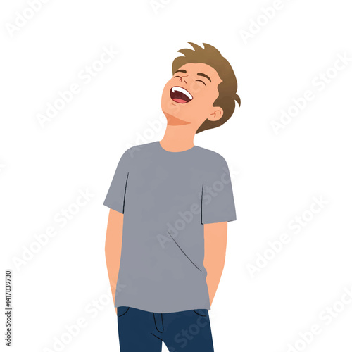 Vector of a teenager laughing loudly