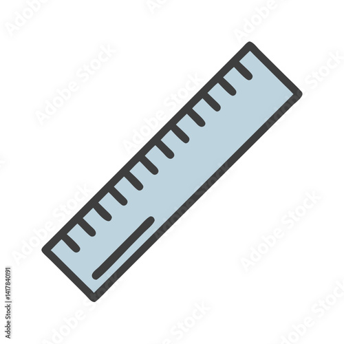 Simple Light Blue Ruler Icon Isolated on Black