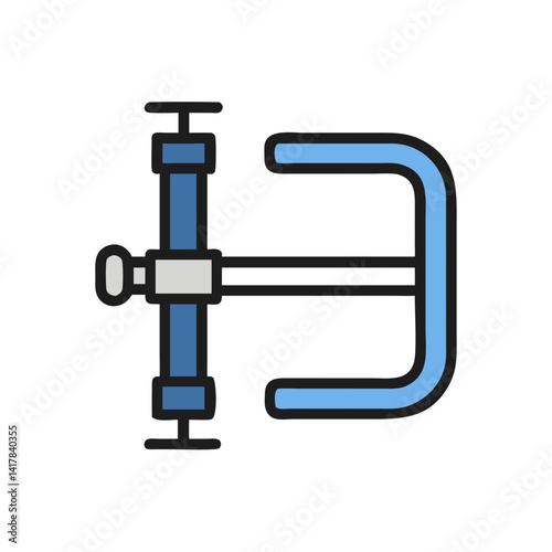 Icon of blue woodworking parallel clamp on black background