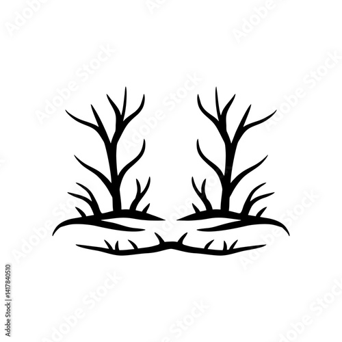 tree with roots black and white vector