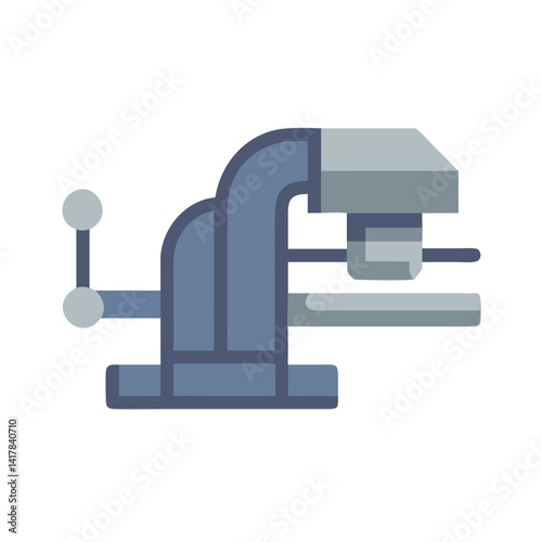 Simple Illustration of a Metal Bench Vise on Black