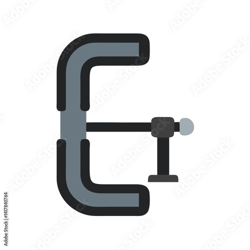 Isolated C-Clamp Illustration: Engineering, Woodworking, and Construction Tool