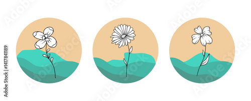 blue flip flops with floral background soft color vector