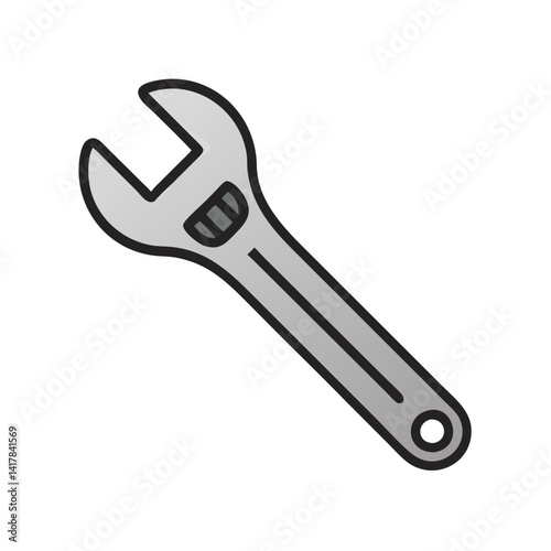 Adjustable wrench illustration on a black background studio shot