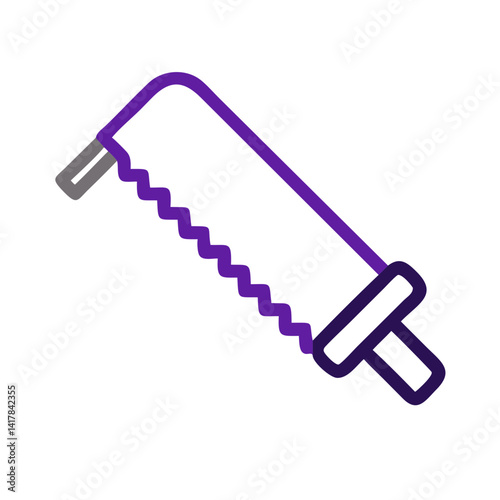 Purple hacksaw design icon for construction and maintenance
