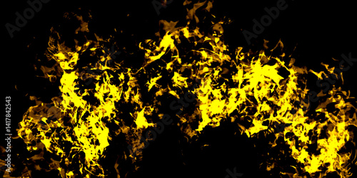 flame and smoke. Strange weird odd elemental fiery figures on dark. Abstract fire background. Black background with golden spots fire sparkle textured design. black and yellow background with vintage	