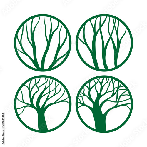 set of four seasons trees vector illustration