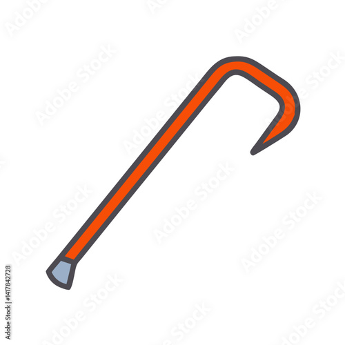 Orange Crowbar Icon Isolated on Black Background Illustration