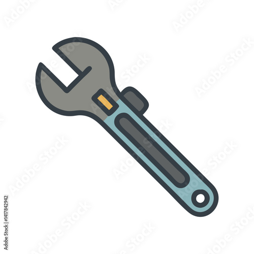 Adjustable Wrench Cartoon Illustration for Mechanics and Repairs