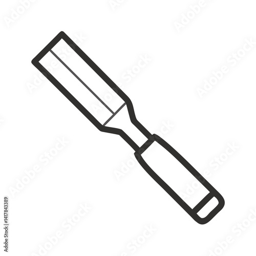 Chisel Outline Illustration: Woodworking, Carpentry, Tools, Detail, Black