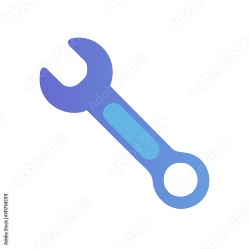 Blue Wrench Isolated on Black Background Illustration