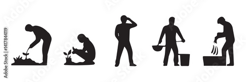 minimalist hobby and profession icon set for lifestyle activities in black vector design