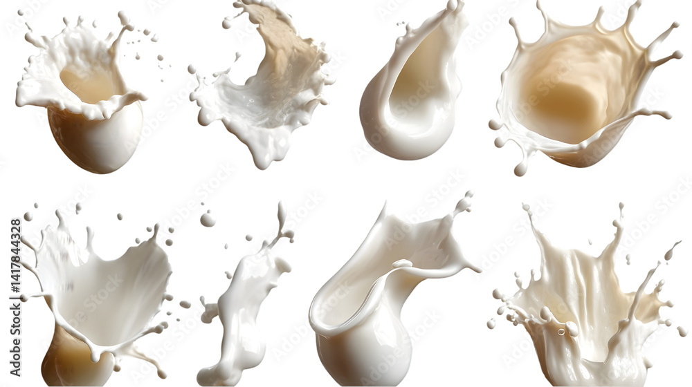 Naklejka premium Milk Splash Collection with Creamy Texture.