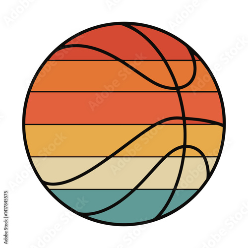 Summer basketball action graphic illustration with retro sunset background vintage sporty style perfect for t shirt print or digital streetwear art
