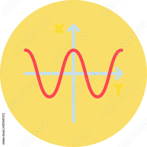 Cosine Graph single vector illustration icon