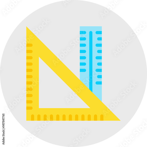 Ruler and Set Squate single vector illustration icon
