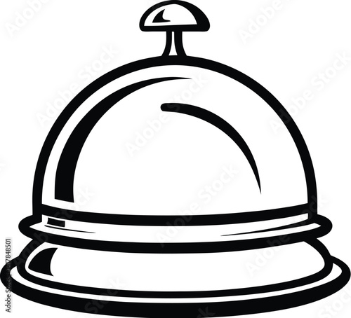 Hotel bell silhouette, hotel bell icon isolated on white background, Service bell vector, Reception bell silhouette 