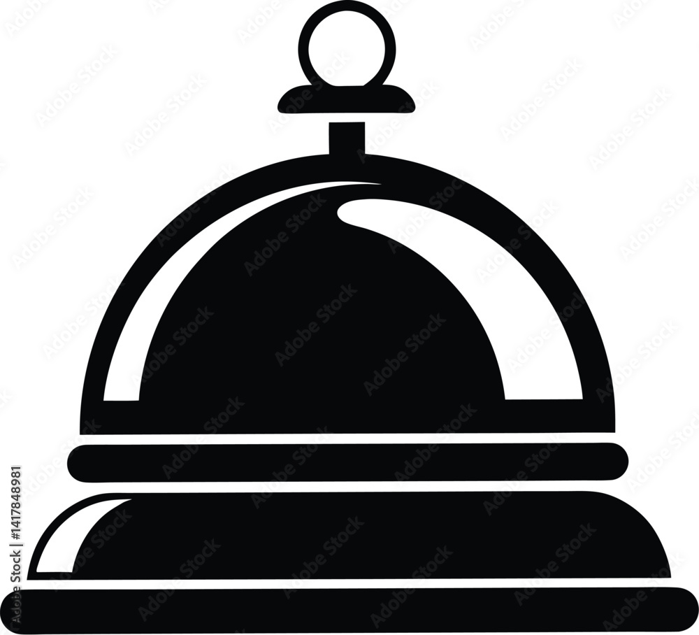 Obraz premium Hotel bell silhouette, hotel bell icon isolated on white background, Service bell vector, Reception bell silhouette 