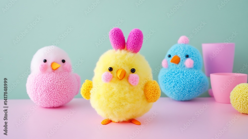 Diy chick decoration craft project with pom poms Diy chick decoration craft project with pom poms
