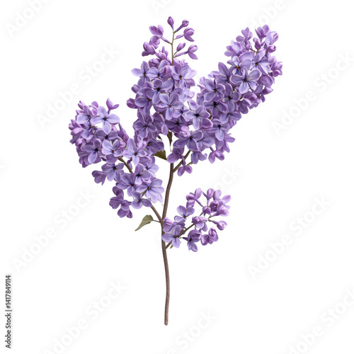 Beautiful Branch of Purple Lilac Flowers Blooming in Spring