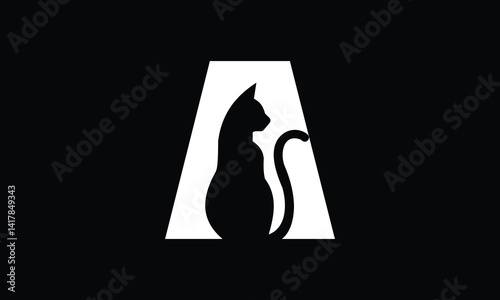 Cat and added letter A logo design for your business