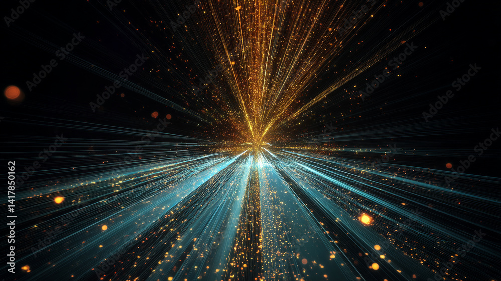 Fototapeta premium Abstract Light Speed Tunnel with Glowing Blue Beams