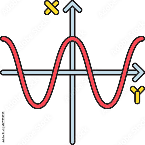 Cosine Graph single vector illustration icon