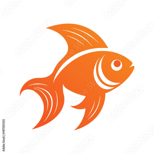 Goldfish Head Silhouette Vector Illustration, Aquatic Pet Icon Isolated