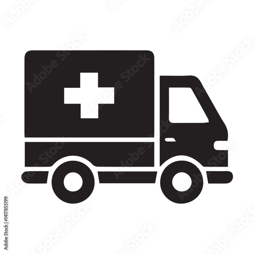 Firstaid car silhouette black and white vector icon