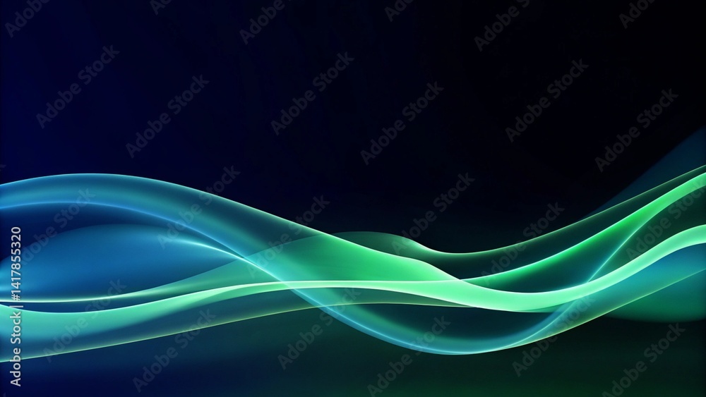 Fototapeta premium Abstract background with blue and green waves. Modern technology wallpaper with abstract blue and green digital waves, futuristic pattern, digital texture, smooth flow, vibrant energy