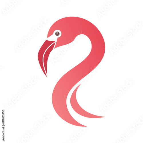Flamingo Head Silhouette Vector Graphic, Bird Icon Isolated for Nature Design