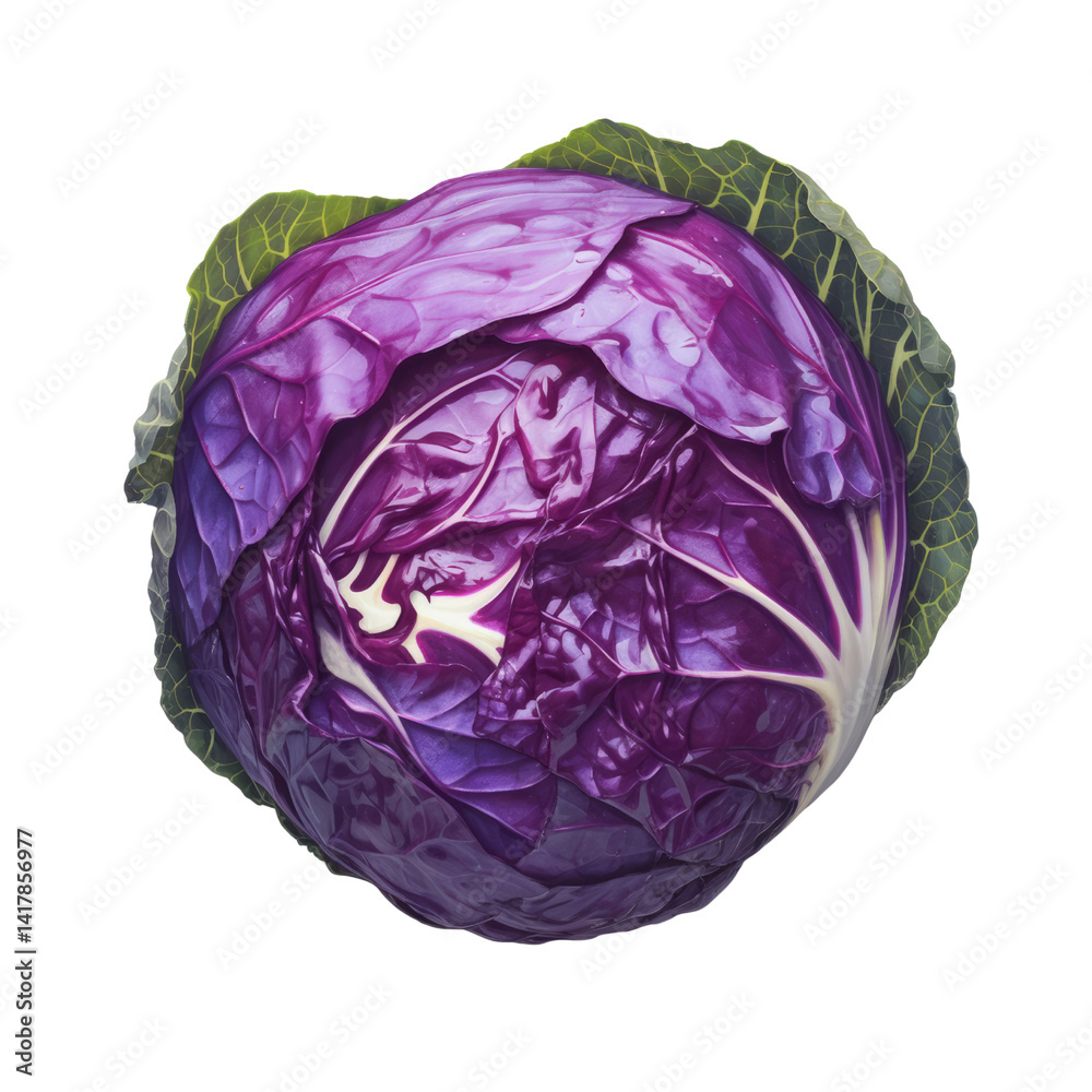 Obraz premium Fresh red cabbage food photography transparent background studio setting close-up organic produce