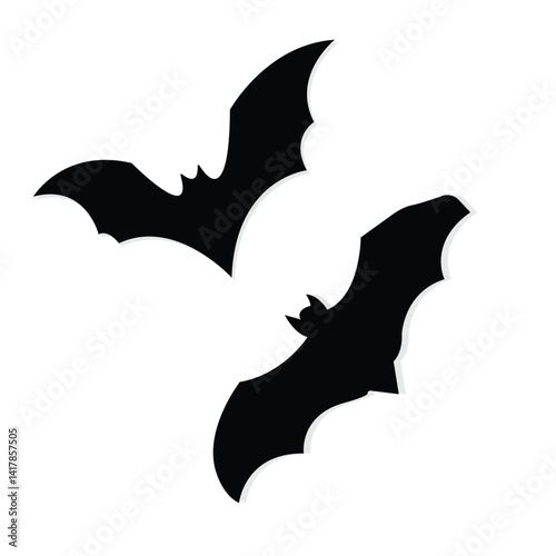 Bat silhouette icon. Halloween black bat silhouettes vector art