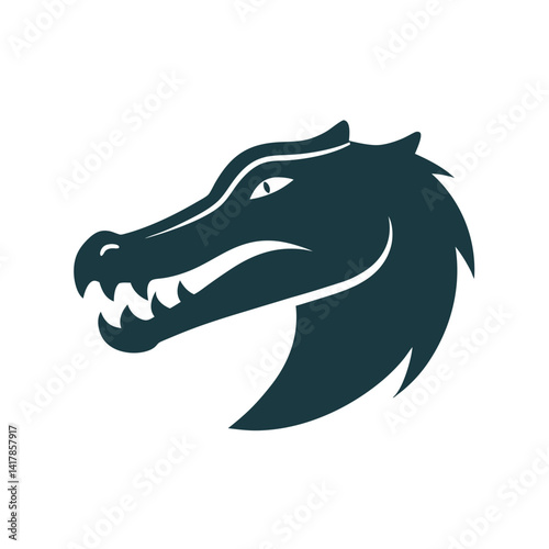 Crocodile Head Silhouette Vector Art, Reptile Icon Isolated for Wildlife Design