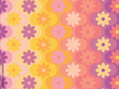 Wallpaper Mural Abstract geometric seamless pattern. Simple shapes, vector illustration. Circles, squares and flowers. Torontodigital.ca