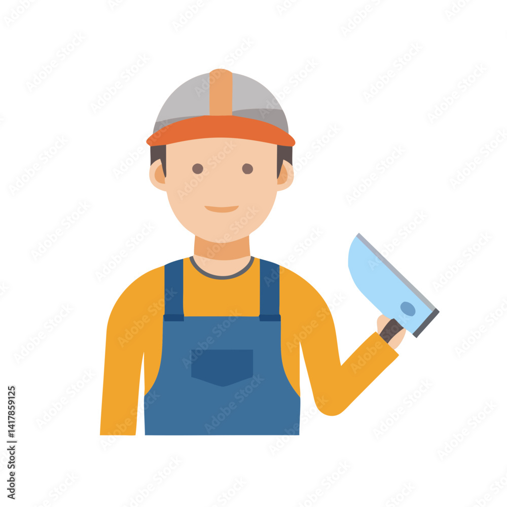  Modern plasterer vector illustration for building projects