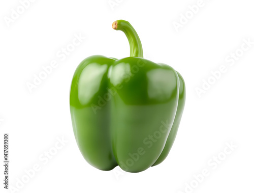 Fresh green bell pepper with shine
