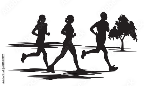  runners on sprint men vector