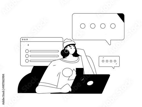 Flat vector illustration of business people operating work scene
