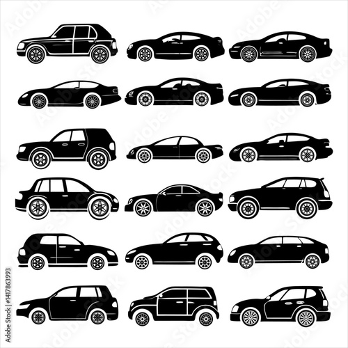 set of car silhouettes