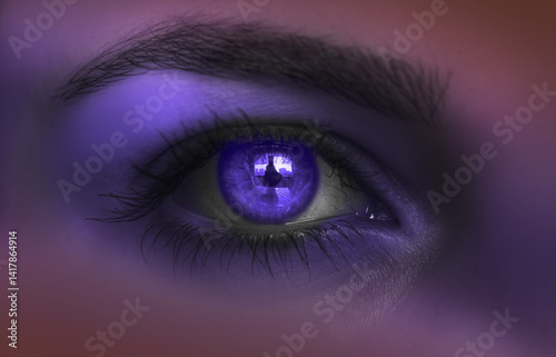 Obraz na płótnie Beautiful purple eye makeup close-up w salonie